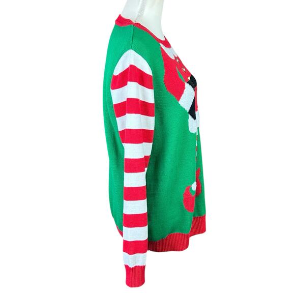 To Be Jolly Holiday Pullover Women Size Large Red Green White Elf Ugly Sweater - Picture 2 of 13